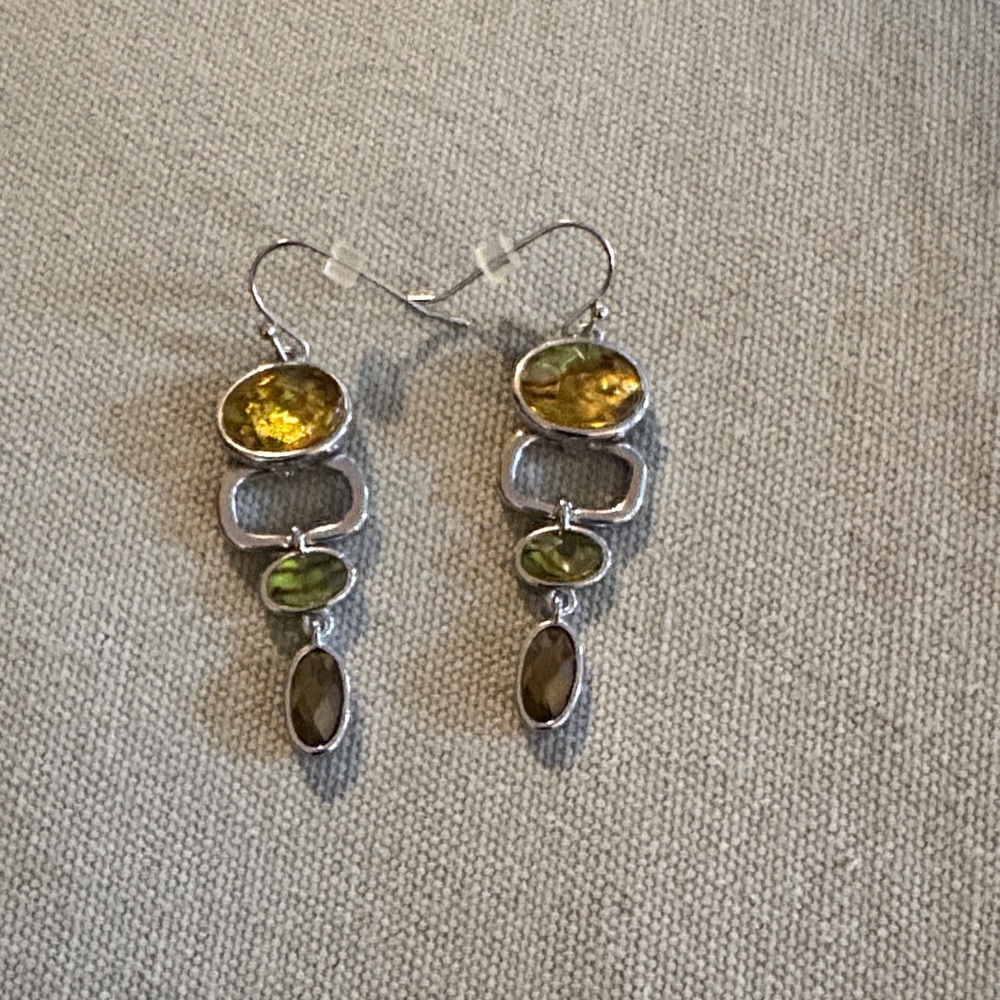Silver and Gold-Toned Dangle Earrings